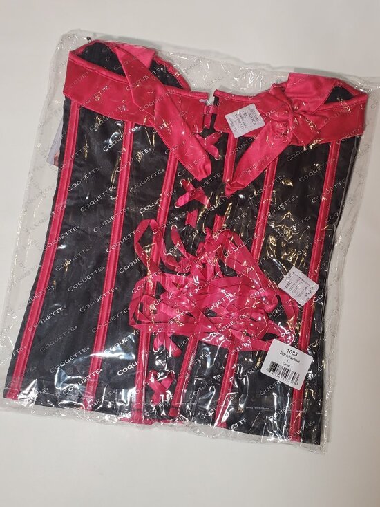 Bustier Corset – Black w/ Pink Trim – Size Large – NWT - Picture 4 of 11